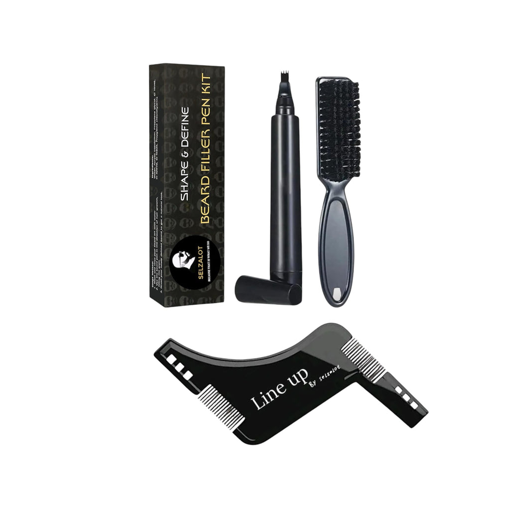 Beard Filler Pen and Beard Shaper for Men Beard Lineup Tool for Grooming Beard Guide Shape kit Black Waterproof Pen with Brush Barber Styling Pencil Beard Grooming Kit Barber Accessories